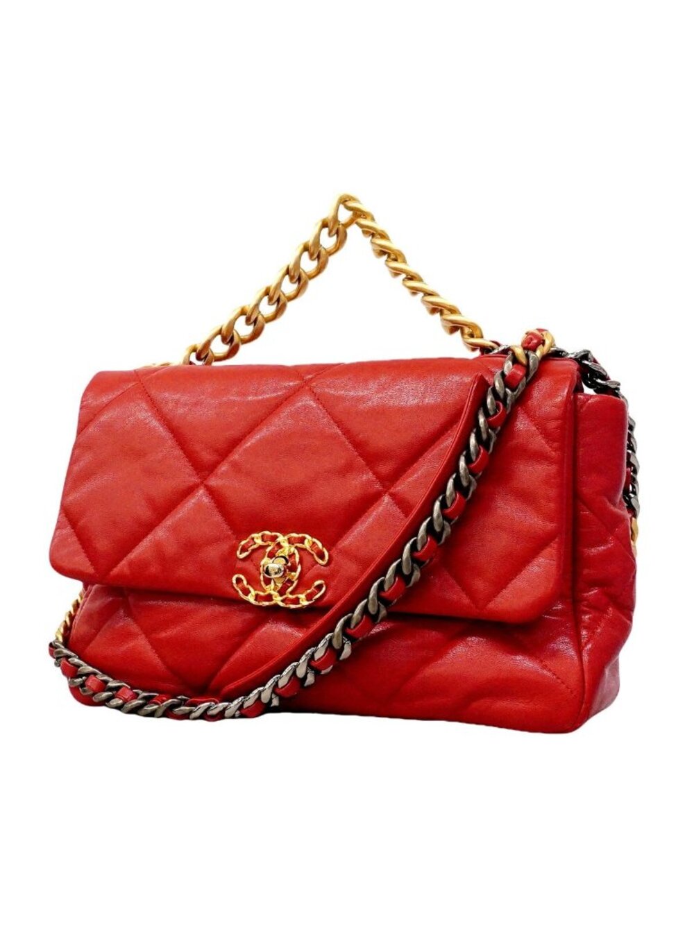 Chanel 19 Leather Red Gold 2-Way Bag
